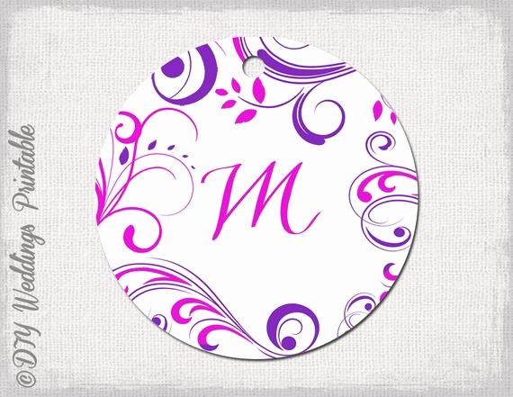 Wedding Favor Tags Template Pink &amp; Purple Monogram