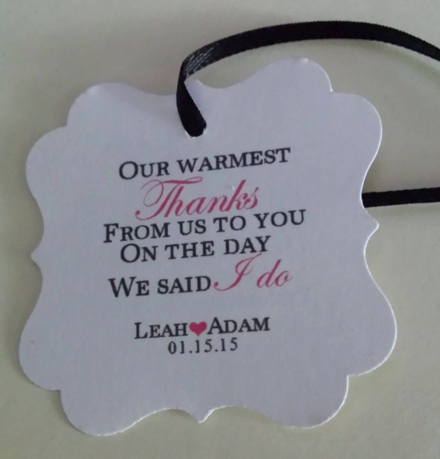 Wedding Favor Tags Warmest Thanks Personalized Square Hang