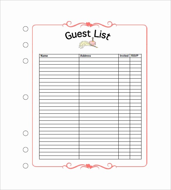Wedding Guest List Template – 10 Free Sample Example