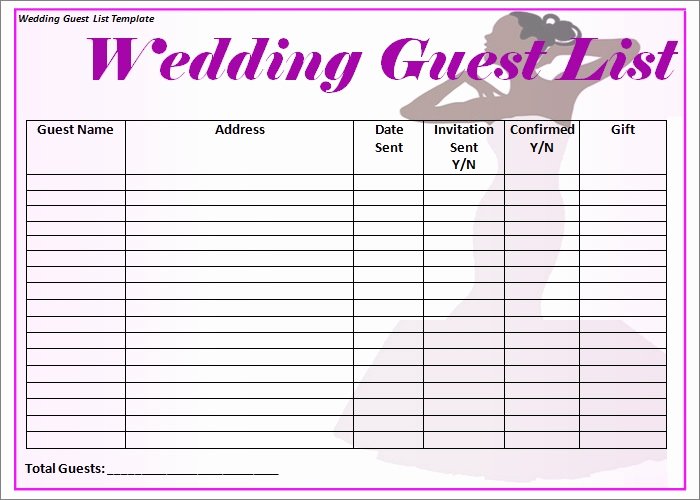 Wedding Guest List Template 6 Free Sample Example
