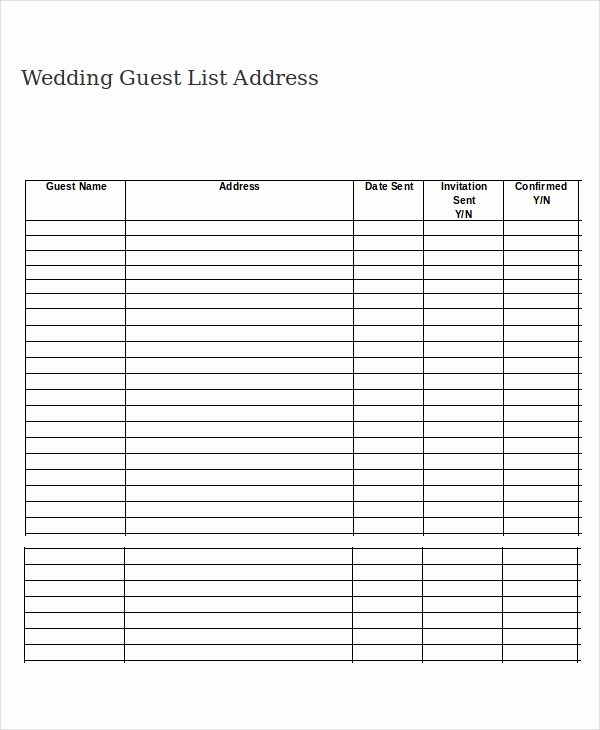 Wedding Guest List Template 9 Free Word Excel Pdf
