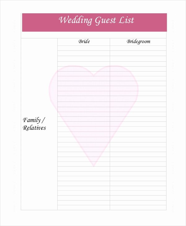 Wedding Guest List Template 9 Free Word Excel Pdf