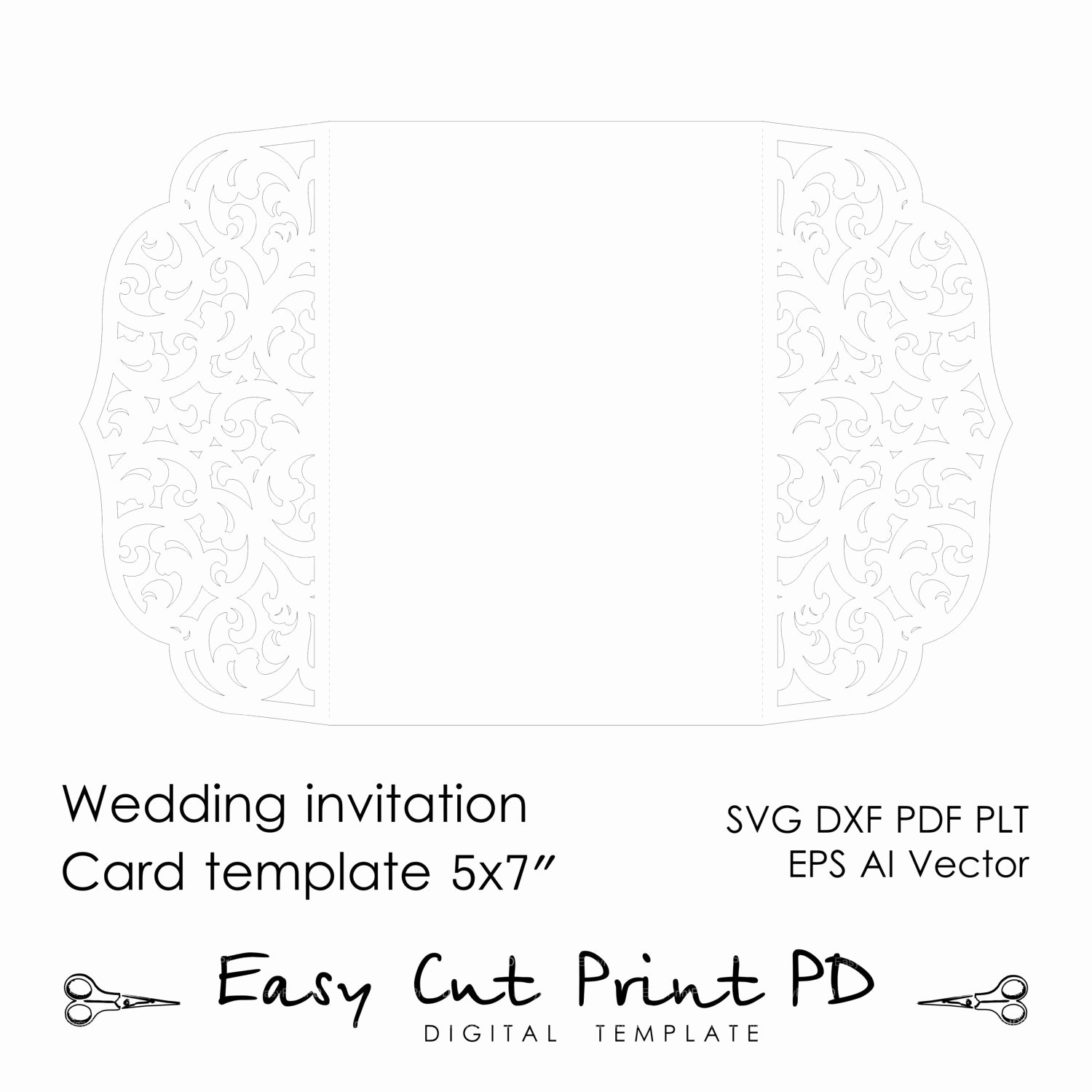 Wedding Invitation Pattern Card 5x7 Template by Easycutprintpd
