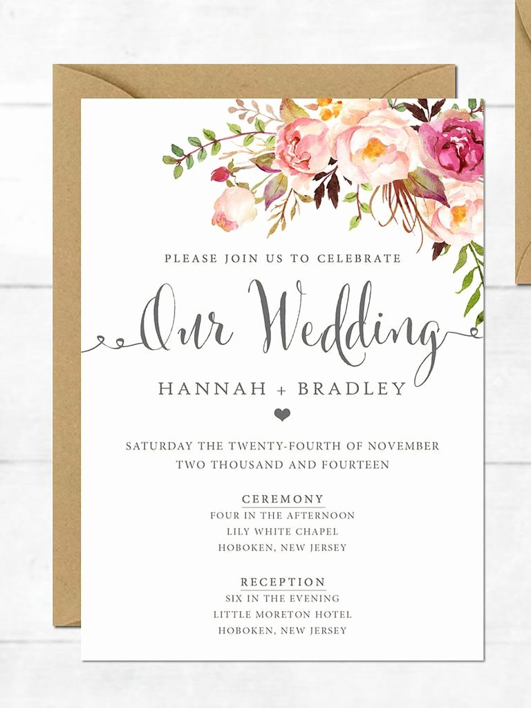 Wedding Invitation Printable Wedding Invitation