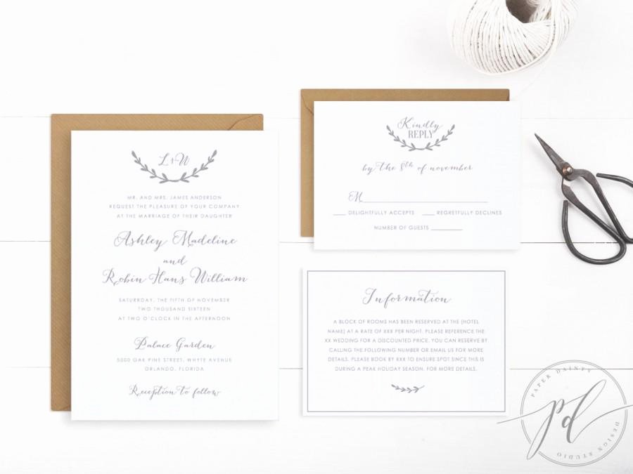 Wedding Invitation Template Printable Editable Text and