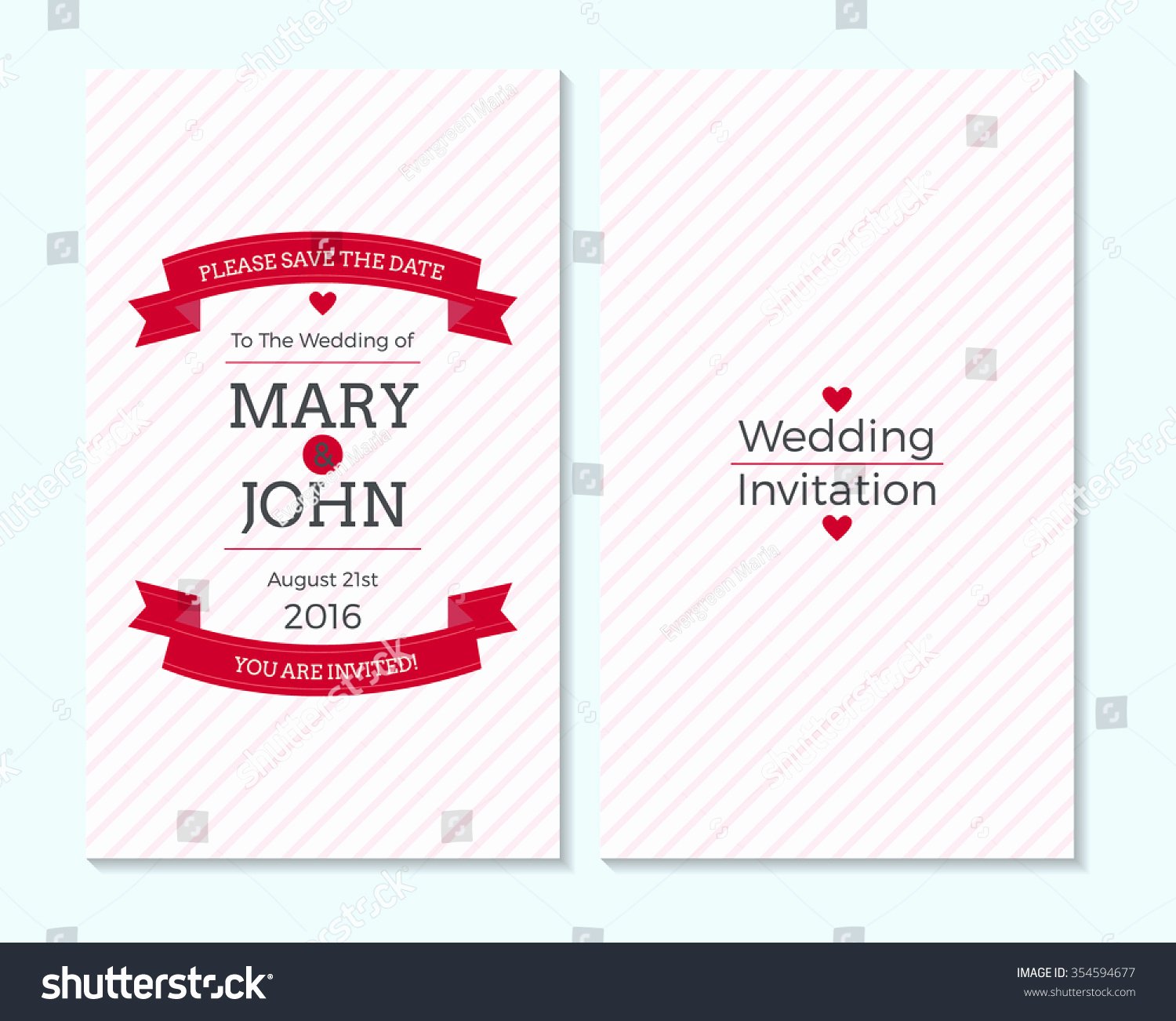 Wedding Invitation Thank You Card Save Stock Vector