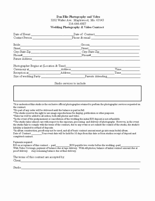 Wedding Photography Contract
