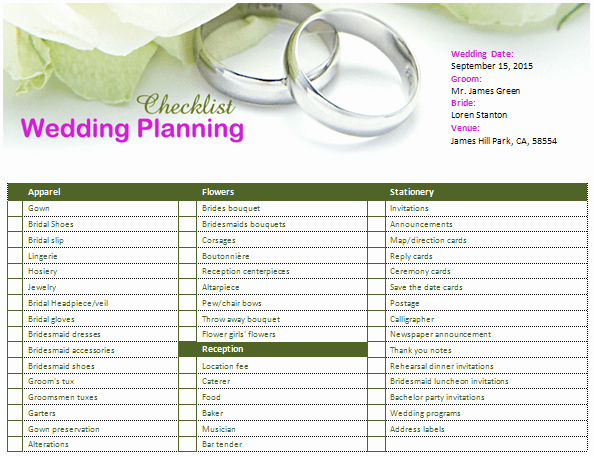 Wedding Planning Checklist Template Driverlayer Search