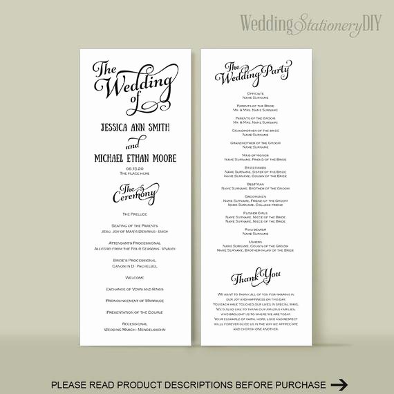 Wedding Program Diy Wedding Program Templates Reception