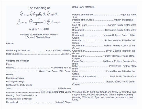 Wedding Program Template 41 Free Word Pdf Psd