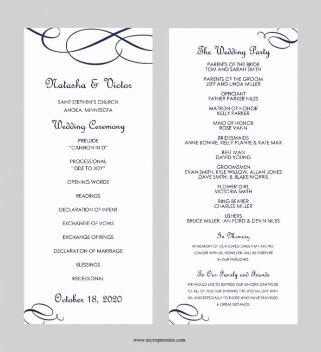 Wedding Program Template – Tea Length Calligraphic