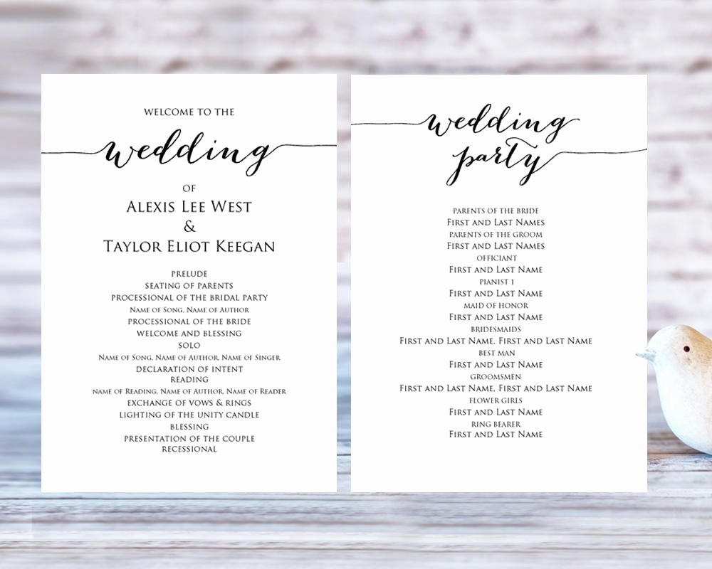 Wedding Program Templates · Wedding Templates and Printables