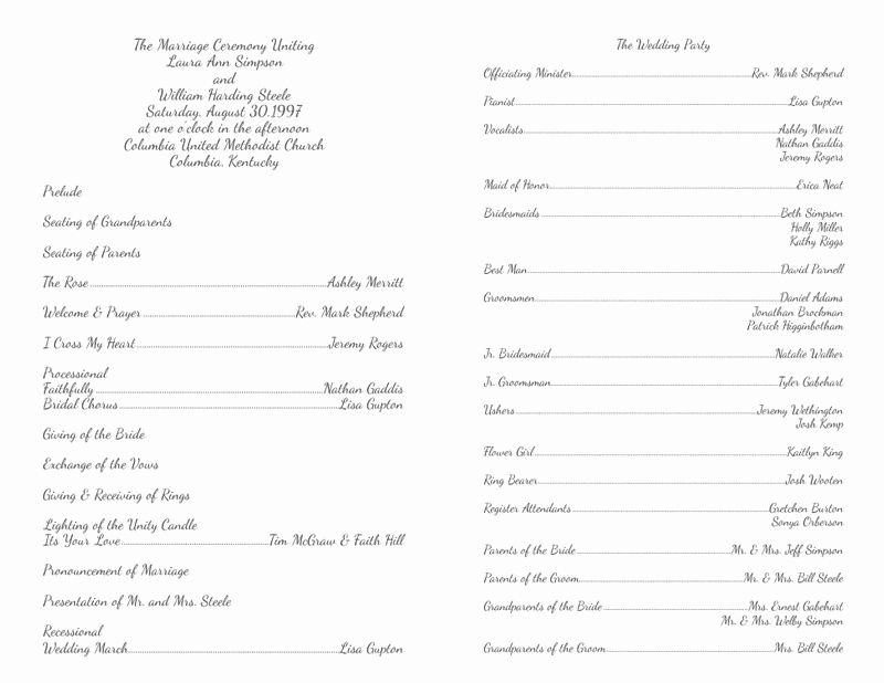 wedding program templates