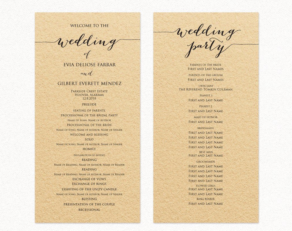 Wedding Programs · Wedding Templates and Printables