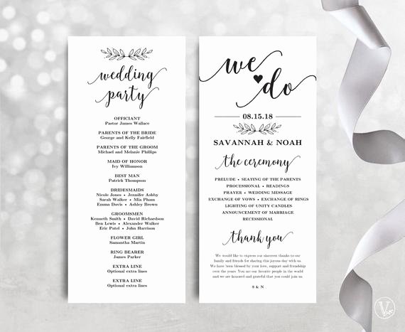 Wedding Programs Printable Wedding Program Template by