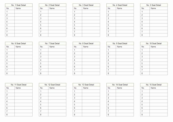 Wedding Reception Seating Chart Template Round Tables