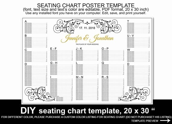 Wedding Seating Chart Poster Template Printable Reception
