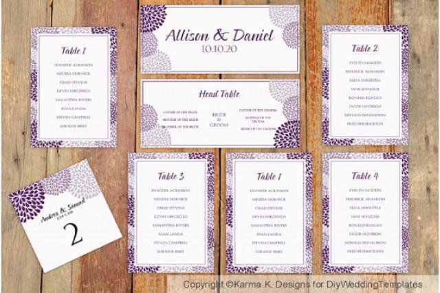 wedding seating chart template instantly chrysanthemum plum microsoft word format