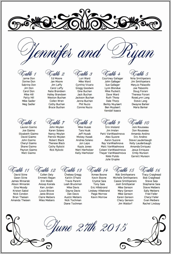 Wedding Seating Chart Template Line Free Template