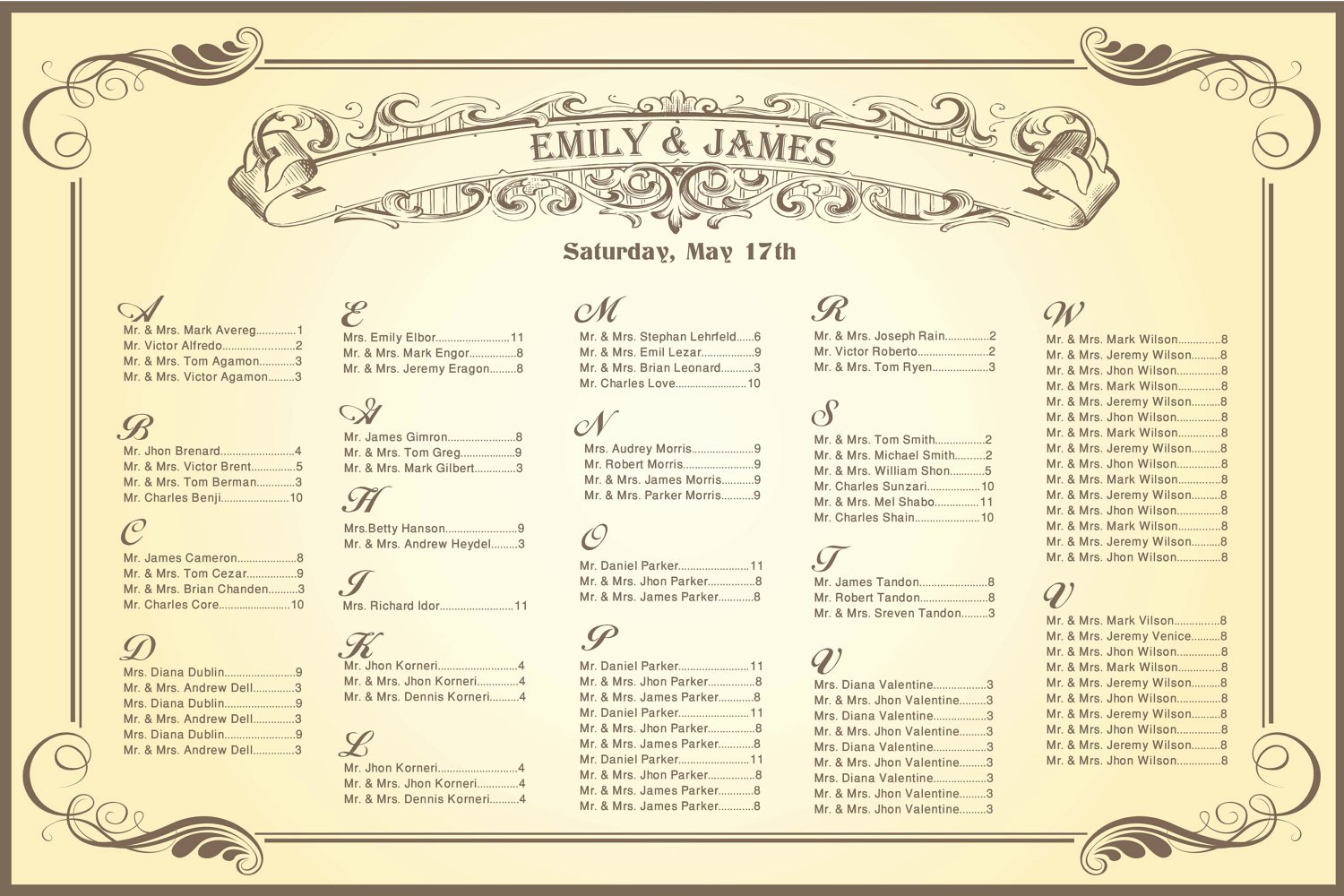Wedding Seating Chart Vintage for Your Reception