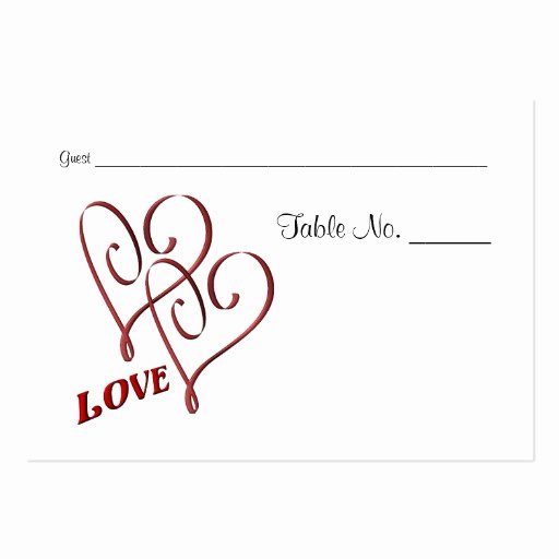 Wedding Table Place Cards Love Two Hearts