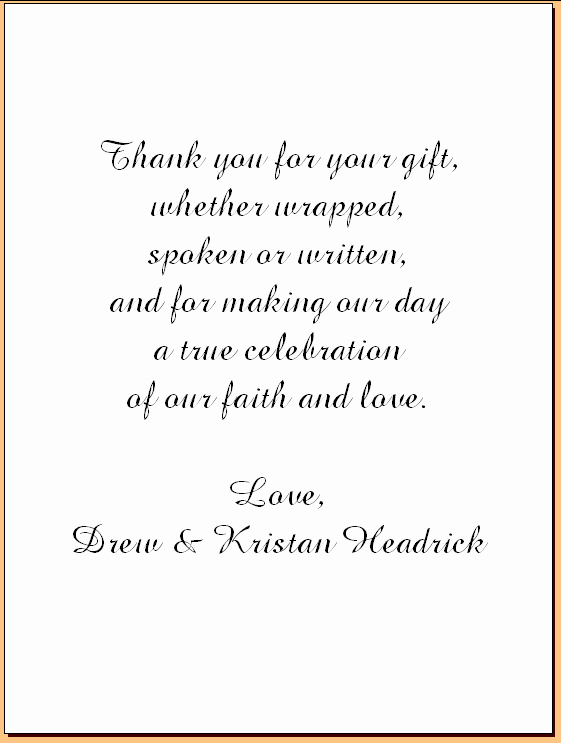 Wedding Thank You Note Examples