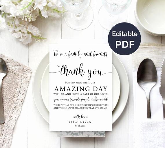 Wedding Thank You Note Template Wedding Table Thank You