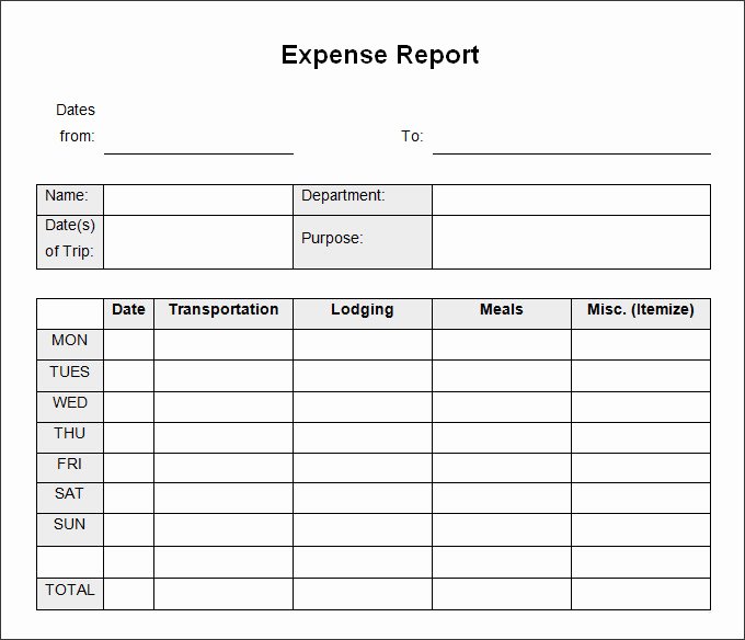 Weekly Business Expense Report Template for Microsoft Word