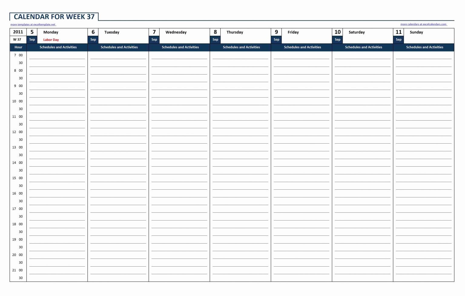 Week Schedule Template Excel