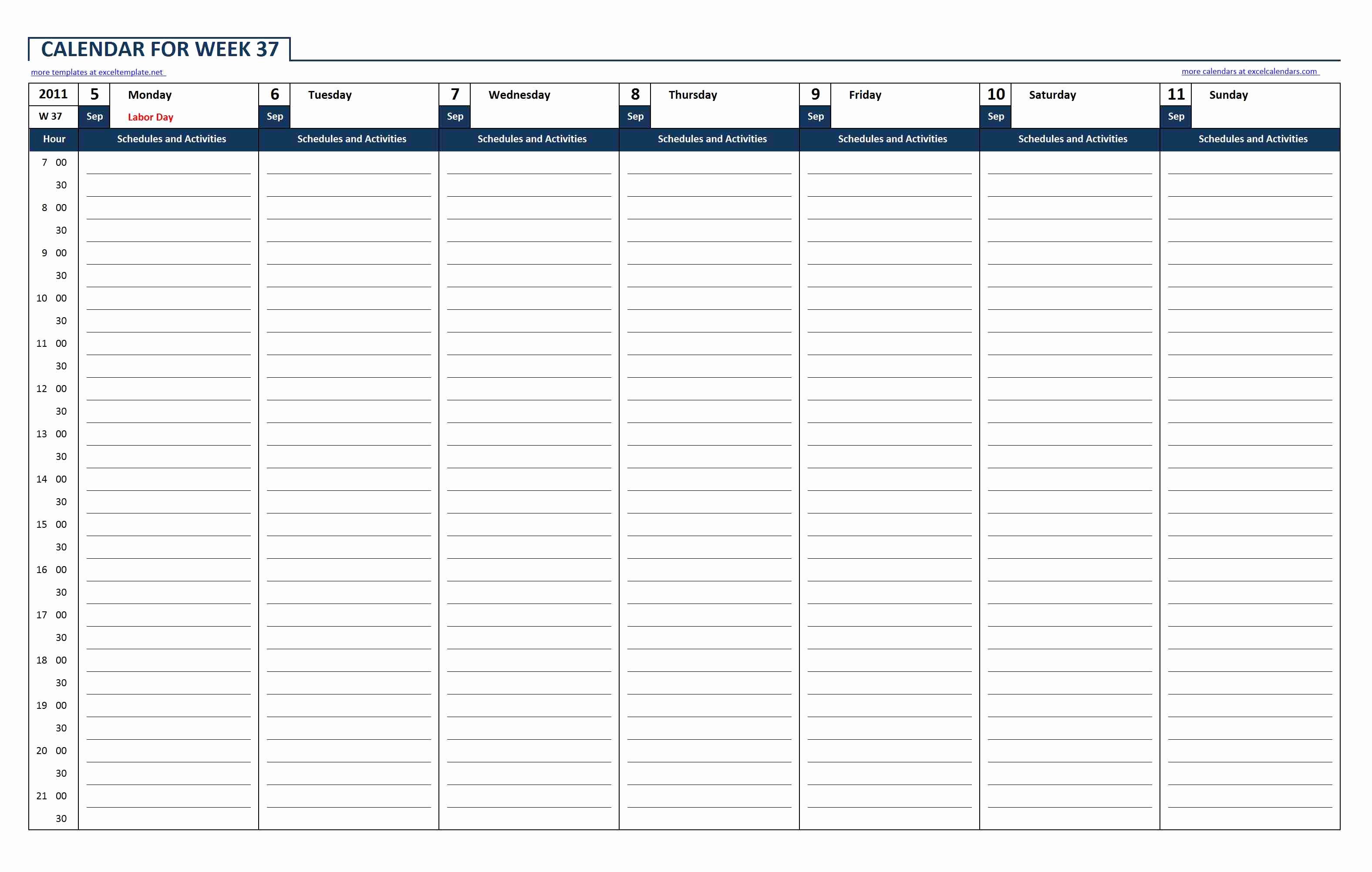 Week Schedule Template Excel