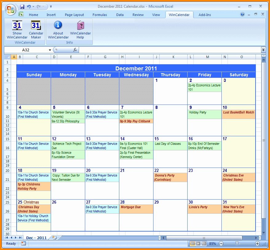 Excel Calendar Template 2024 24