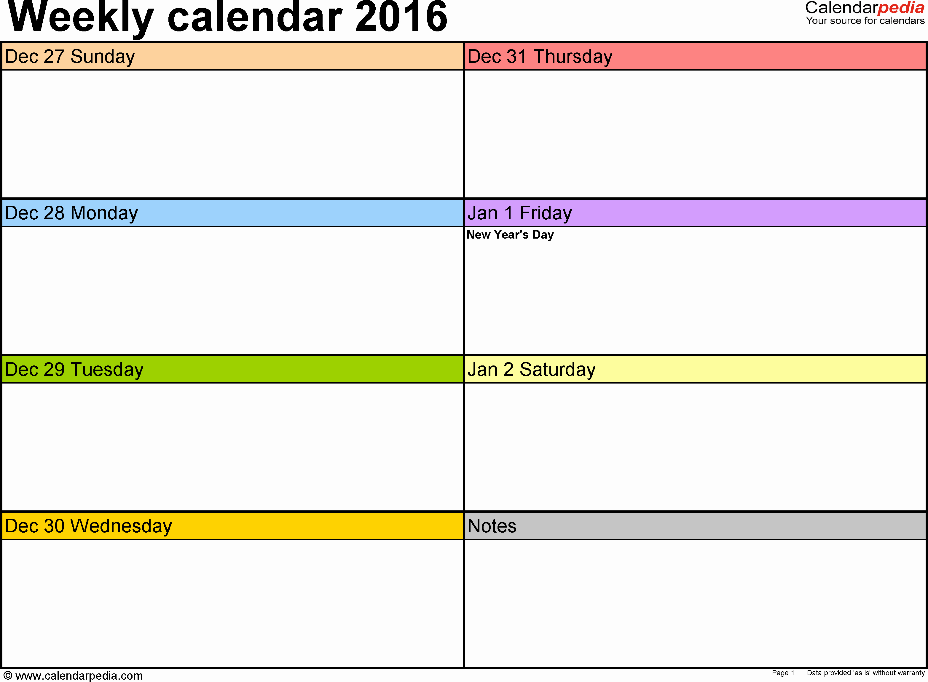 Weekly Calendar Line