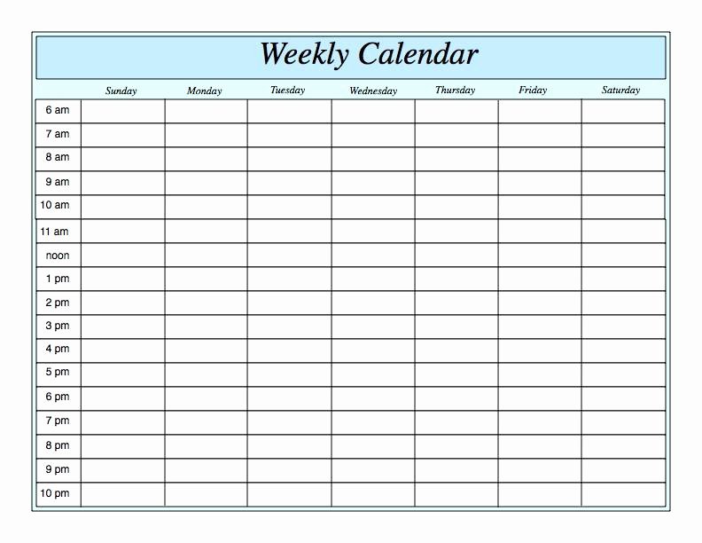 Weekly Calendar Print Out