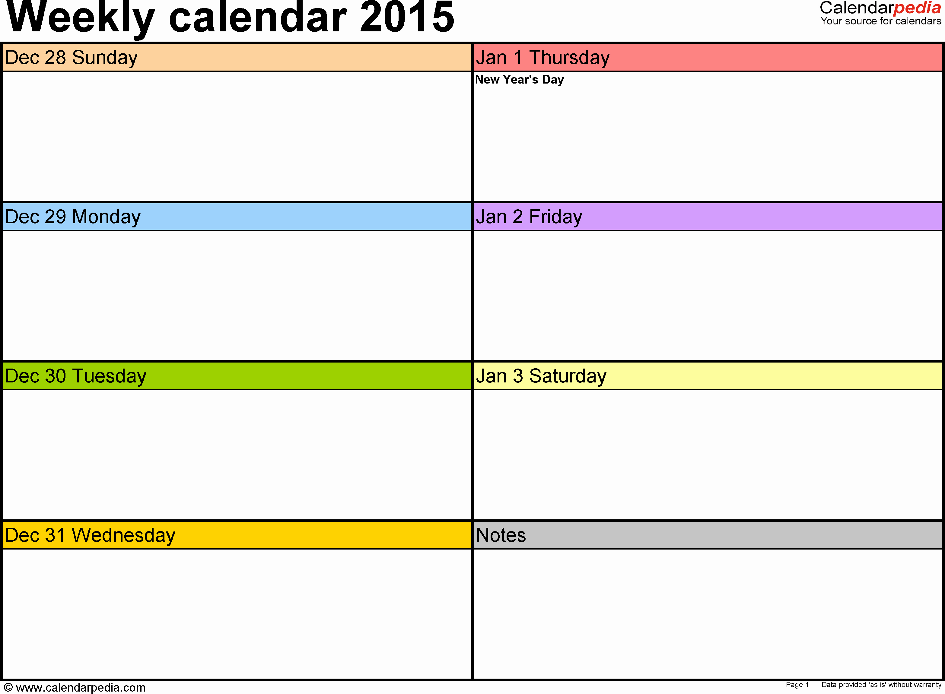 Weekly Calendar Template Word