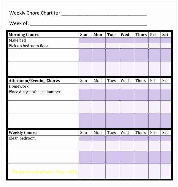 Weekly Chore Printable Reward Chart Template Excel Best