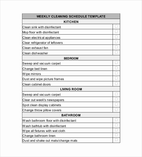 Weekly Cleaning Checklist Template Trendy Blank Checklist