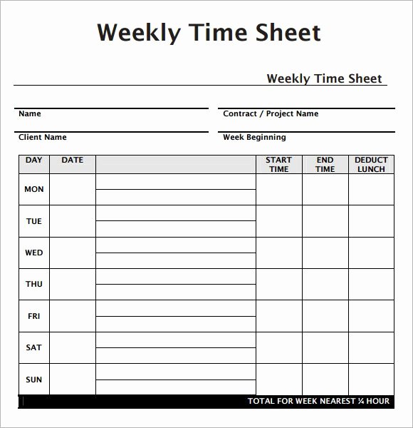 Weekly Employee Timesheet Template Work