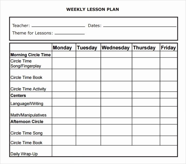 Weekly Lesson Plan 8 Free Download for Word Excel Pdf