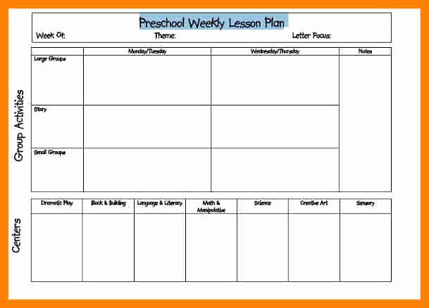 Weekly Lesson Plan for Preschool