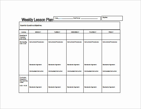 Weekly Lesson Plan Template – 8 Free Word Excel Pdf