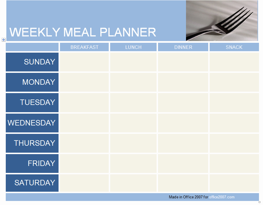 Weekly Meal Planner Template Excel Templates Data