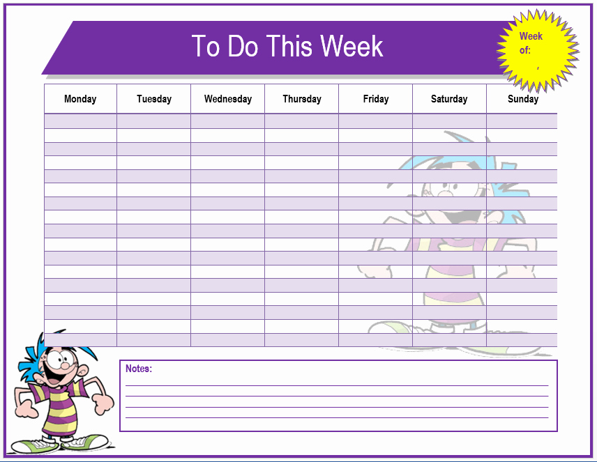 Weekly Personal to Do List Template Microsoft Word for