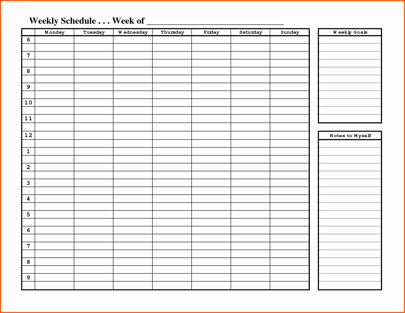 Weekly Schedule Template for Your Inspirations Vatansun