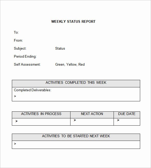 weekly status report template