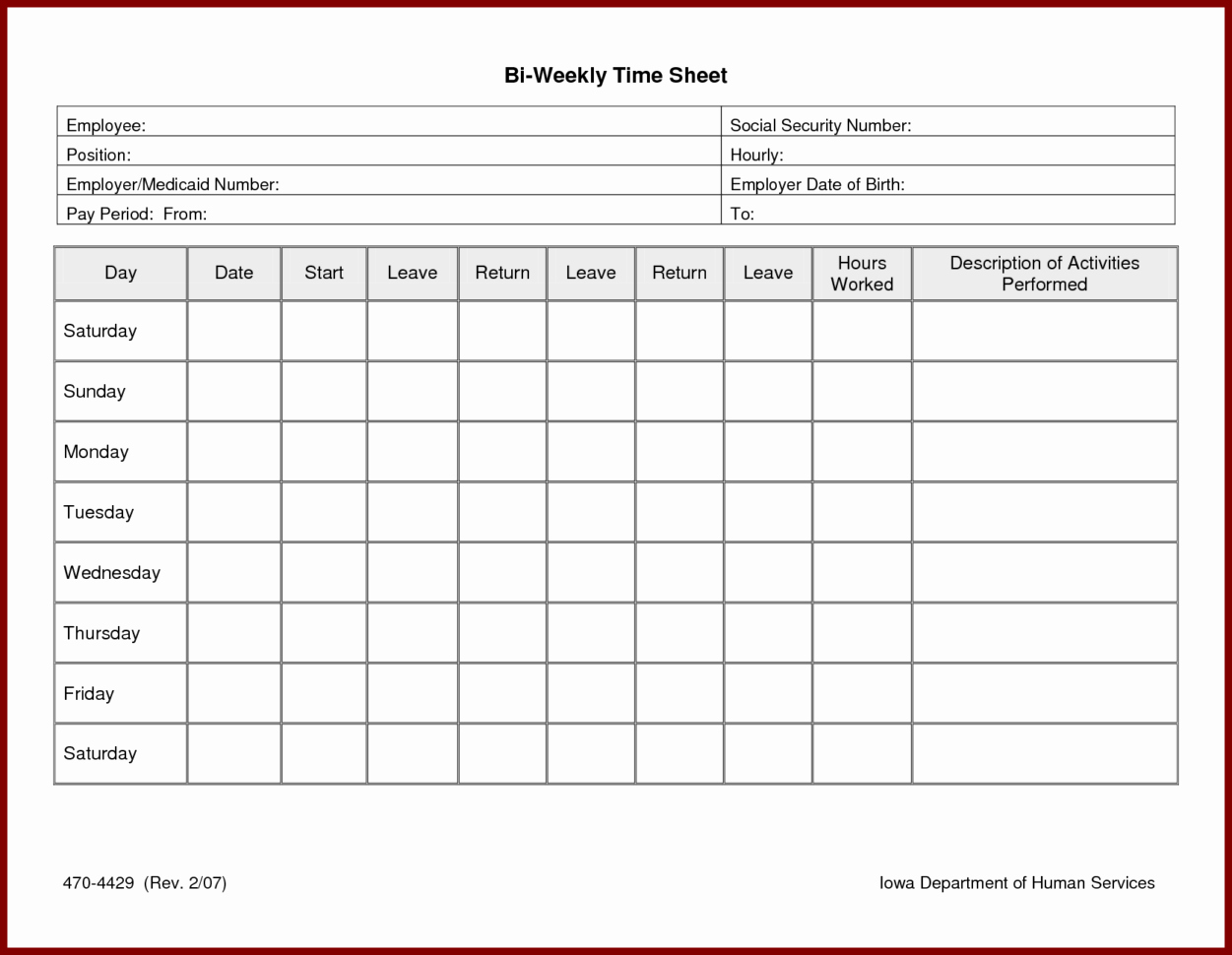 Weekly Timesheet Template Excel Free Download Time
