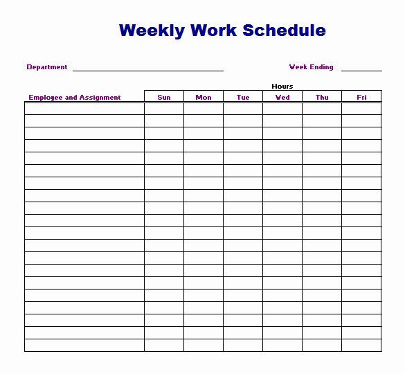 Weekly Work Schedule Template 8 Free Word Excel Pdf