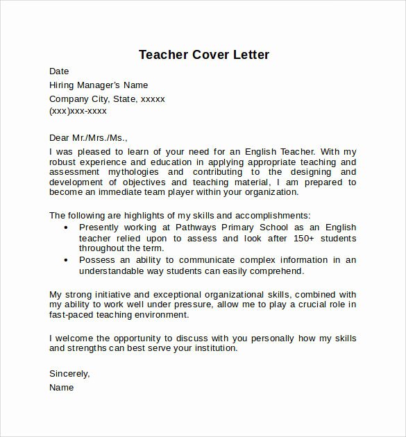Well Cover Letter Sample Teacher – Letter format Writing