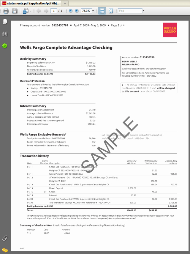 Wells Fargo Bank Statement Template Free Download Aashe
