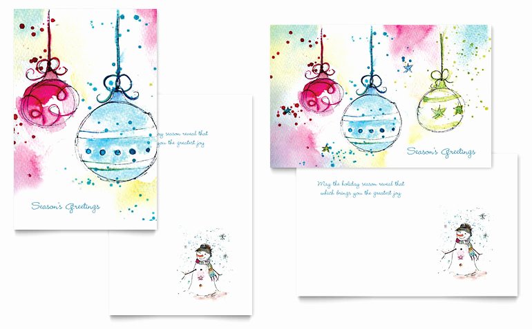 Whimsical ornaments Greeting Card Template Word &amp; Publisher