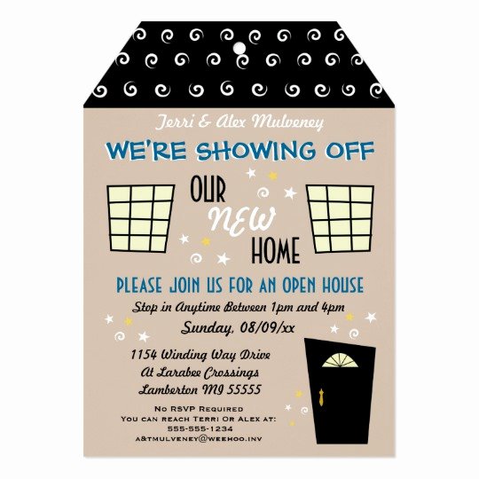 Whimsical Tag Cut Open House Invitation